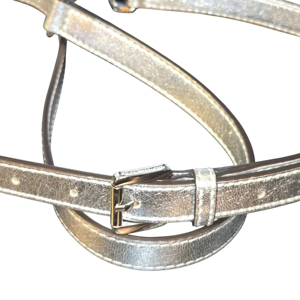 Michael Kors Belt Womens 3X Silver Metallic Reversible Lobster Clasp Slim 46in